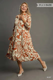 Umgee Full Size Floral Tiered Midi Shirt Dress Plus Size - Trendsi - Flyclothing LLC