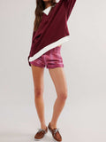 Contrast Dropped Shoulder Long Sleeve Sweatshirt - Trendsi - Flyclothing LLC