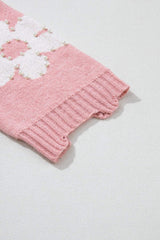 Pearl Trim Flower Round Neck Sweater - Trendsi - Flyclothing LLC