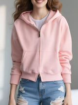 Full Size Casual Zip-Up Long Sleeve Hoodie Plus Size - Trendsi - Flyclothing LLC