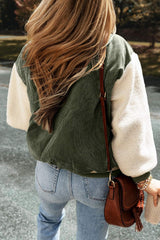 Contrast Baseball Collar Snap Down Long Sleeve Jacket - Trendsi - Flyclothing LLC