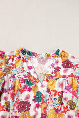 Ruffled Printed Cap Sleeve Mini Dress - Trendsi - Flyclothing LLC
