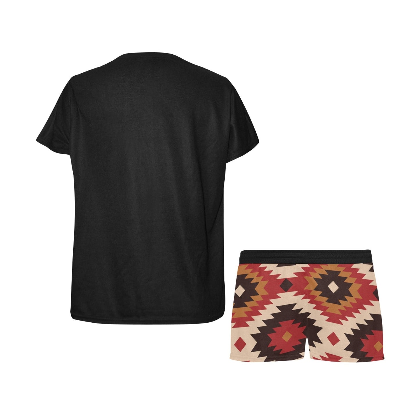 Baha Ranch Red Aztec Bull Women's Western Top and Short Pajama Set
