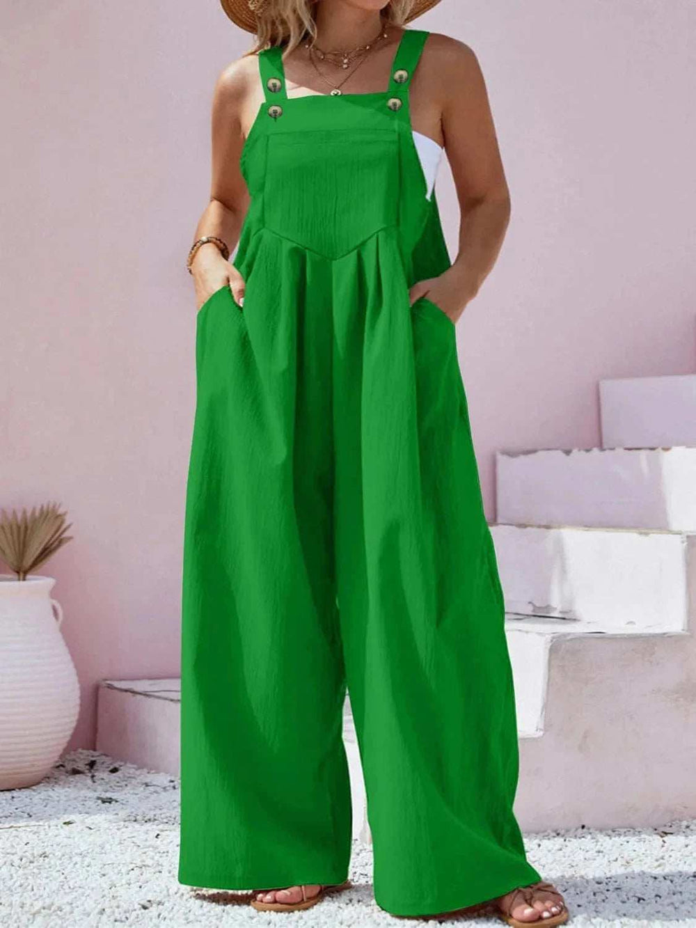 Plus Size Square Neck Wide Leg Overalls - Trendsi - Flyclothing LLC
