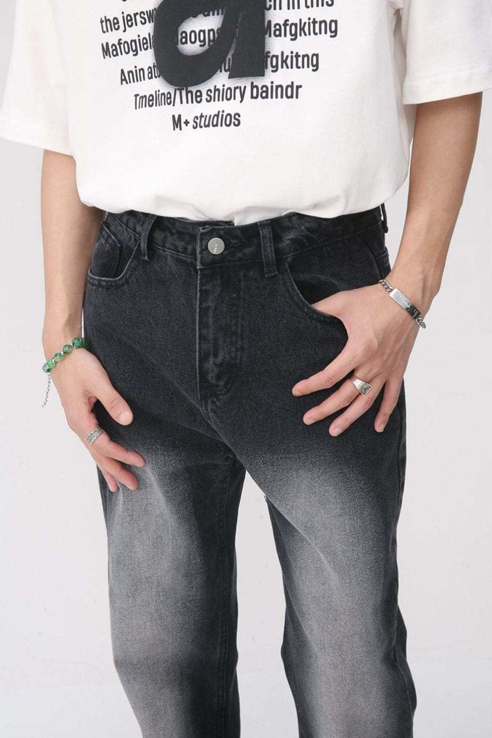 Men's Washed Straight Leg Jeans - Trendsi - Flyclothing LLC