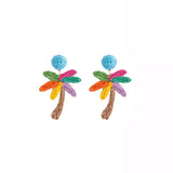 Colorful Woven Flower Drop Earrings - Trendsi - Flyclothing LLC