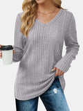 V-Neck Long Sleeve T-Shirt - Trendsi - Flyclothing LLC