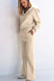 Half Snap Long Sleeve Hooded Top and Pants Set - Trendsi