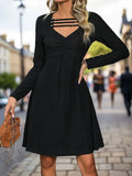 Cutout Long Sleeve Knee Length Dress - Trendsi
