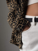 Leopard Button Up Long Sleeve Denim Top - Trendsi - Flyclothing LLC