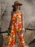 Tied Printed Tube Wide Leg Jumpsuit - Trendsi - Flyclothing LLC