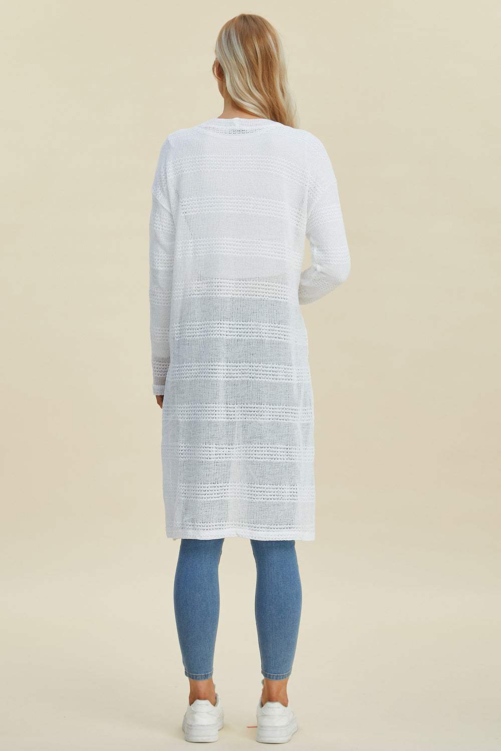 Double Take Full Size Open Front Longline Cardigan - Trendsi - Flyclothing LLC