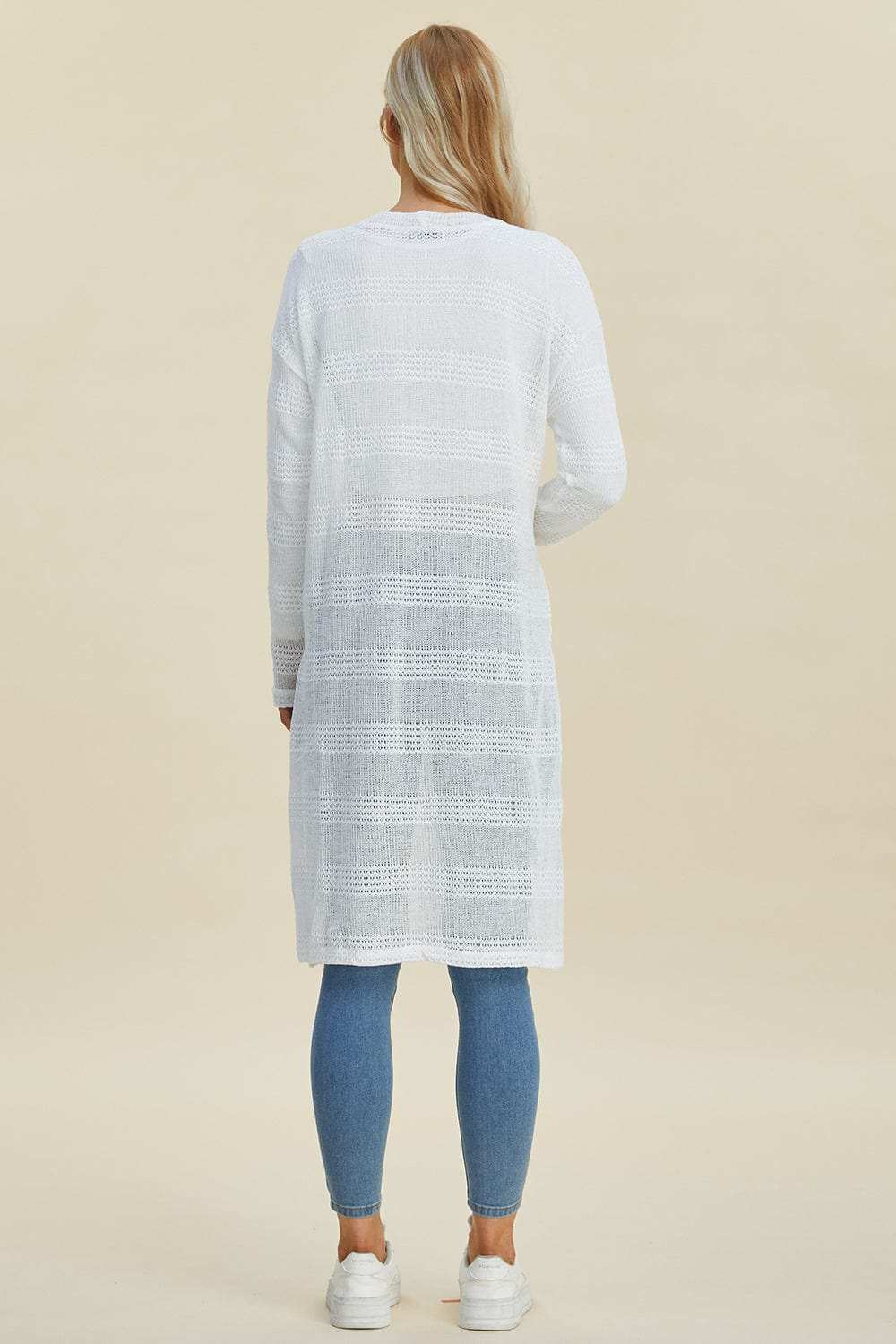 Double Take Full Size Open Front Longline Cardigan - Trendsi - Flyclothing LLC