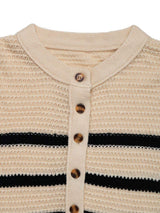 Perfee Striped Half Button Long Sleeve Sweater - Trendsi - Flyclothing LLC