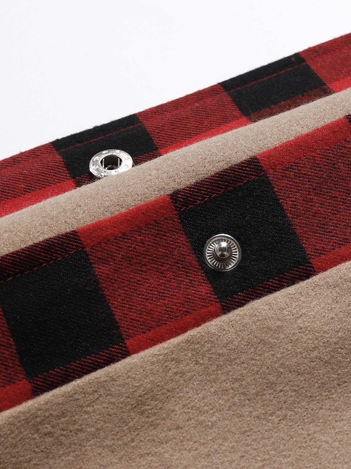 Plaid Trim Long Sleeve Jacket - Trendsi - Flyclothing LLC