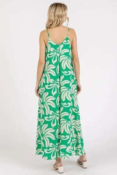 Mittoshop Printed V-Neck Maxi Cami Dress with Pockets - Trendsi - Flyclothing LLC