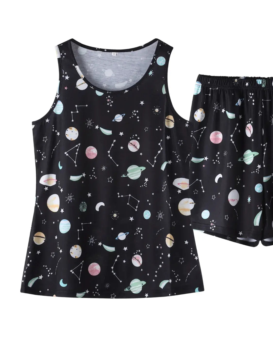 Printed Round Neck Top and Shorts Lounge Set - Trendsi - Flyclothing LLC