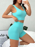 Scoop Neck Wide Strap Tank and Shorts Active Set - Trendsi - Flyclothing LLC