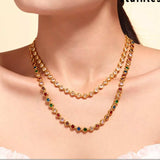 18K Gold-Plated Zircon Necklace - Trendsi - Flyclothing LLC