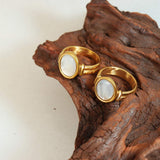 Titanium Steel White Sea Shell Ring - Trendsi - Flyclothing LLC
