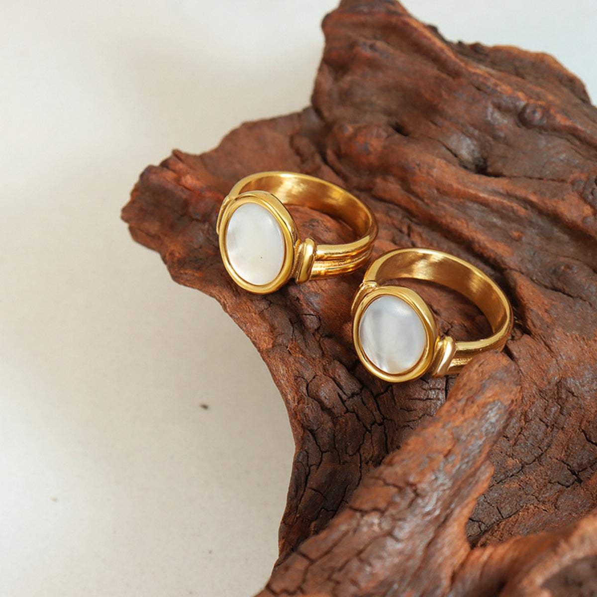Titanium Steel White Sea Shell Ring - Trendsi - Flyclothing LLC
