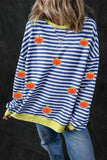 Pumpkin Striped Long Sleeve Sweatshirt - Trendsi - Flyclothing LLC