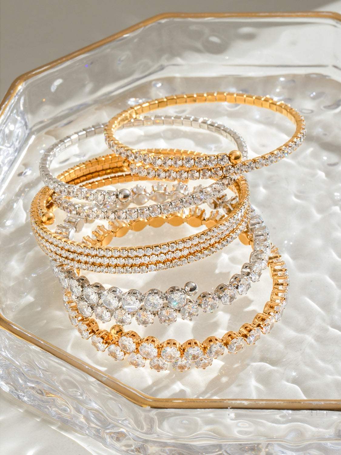 Stainless Steel Inlaid Zircon Bracelet - Trendsi - Flyclothing LLC