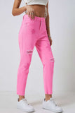 Star Raw Hem Distressed Jeans - Trendsi - Flyclothing LLC