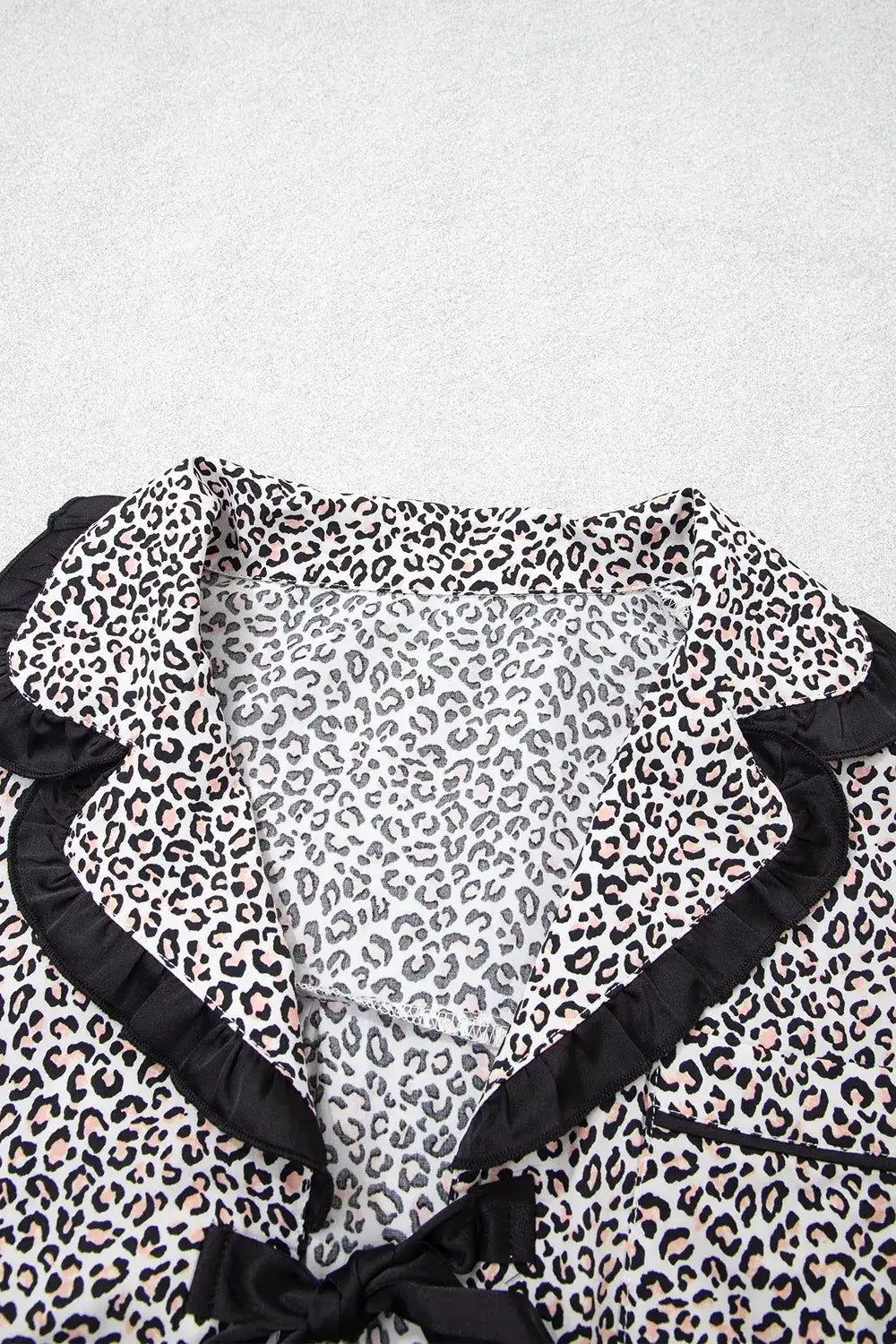Leopard Print Bow Knot Patchwork Long Sleeve Lounge Set - Trendsi - Flyclothing LLC