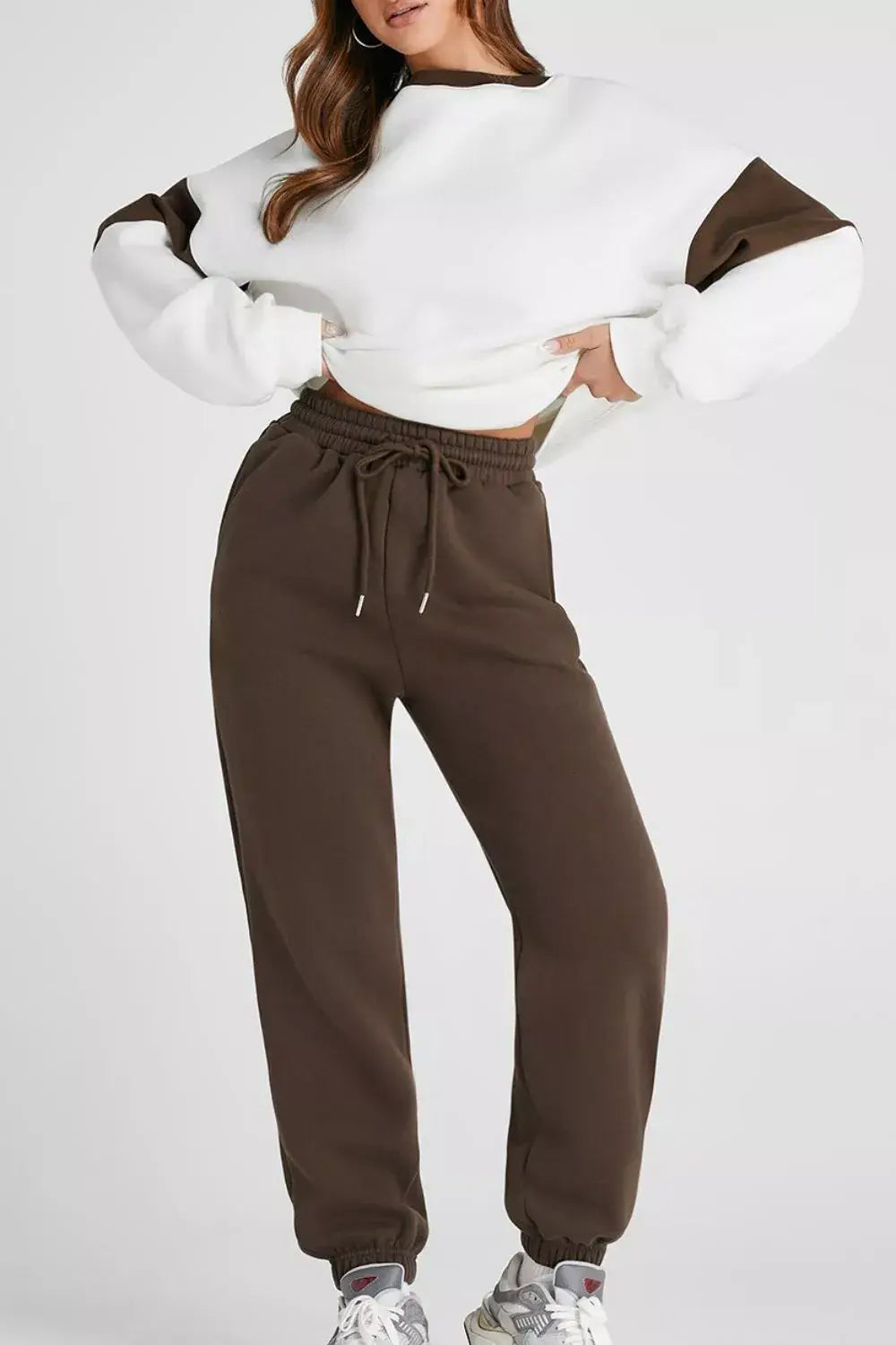 Drop Shoulder Loose Sweatshirt and Joggers Active Set - Trendsi - Flyclothing LLC