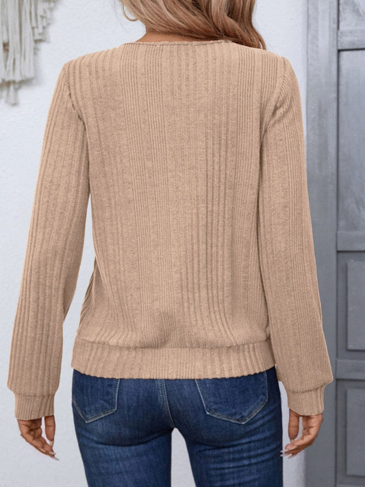 Round Neck Long Sleeve T-Shirt - Trendsi