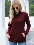 Drawstring Mock Neck Raglan Sleeve T-Shirt - Trendsi