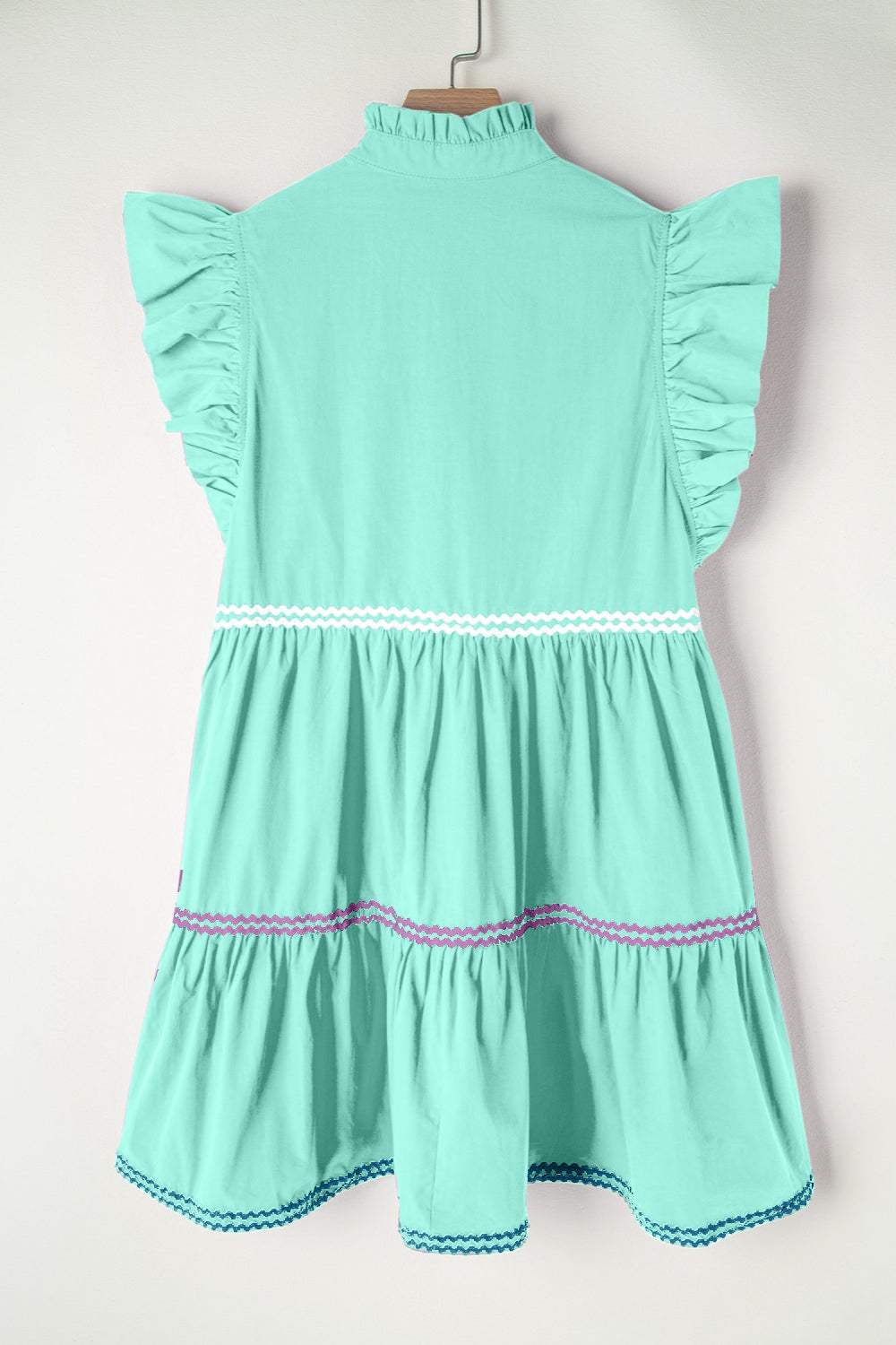 Ruffled Notched Cap Sleeve Mini Dress - Trendsi - Flyclothing LLC