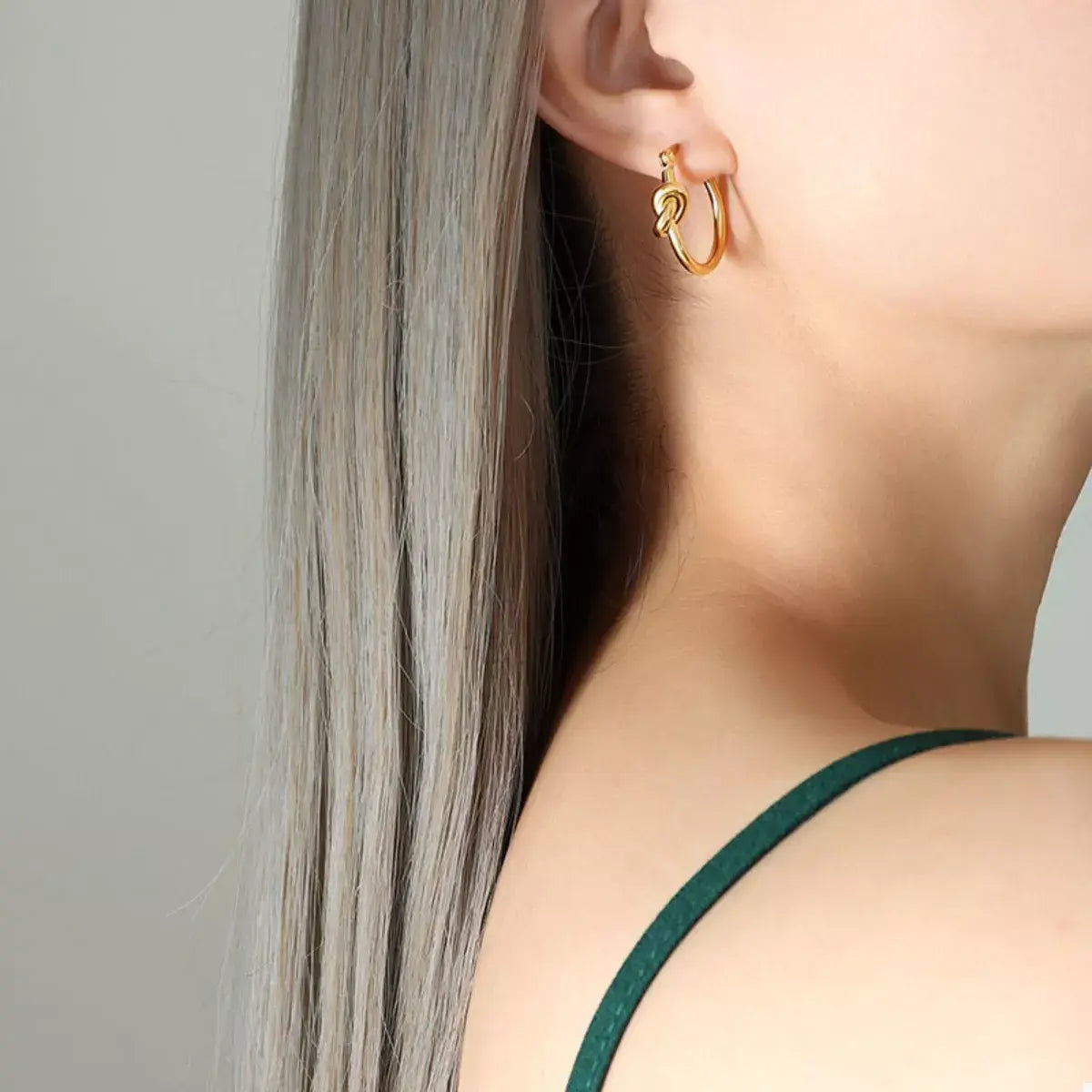 Golden Knot Hoop Earrings - Trendsi - Flyclothing LLC