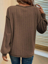 Mandy Contrast Stitching Round Neck Long Sleeve T-Shirt - Trendsi - Flyclothing LLC