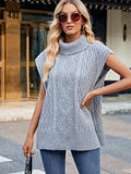 Side Slit Turtleneck Sweater Vest - Trendsi - Flyclothing LLC