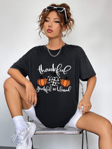 Round Neck Short Sleeve Fall Season Graphic T-Shirt - Trendsi - Flyclothing LLC