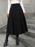Decorative Button Ruched Midi Skirt - Trendsi - Flyclothing LLC
