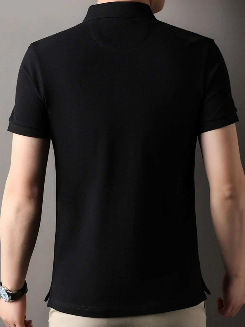 Men's Plus Size Button Detail Short Sleeve Polo - Trendsi - Flyclothing LLC