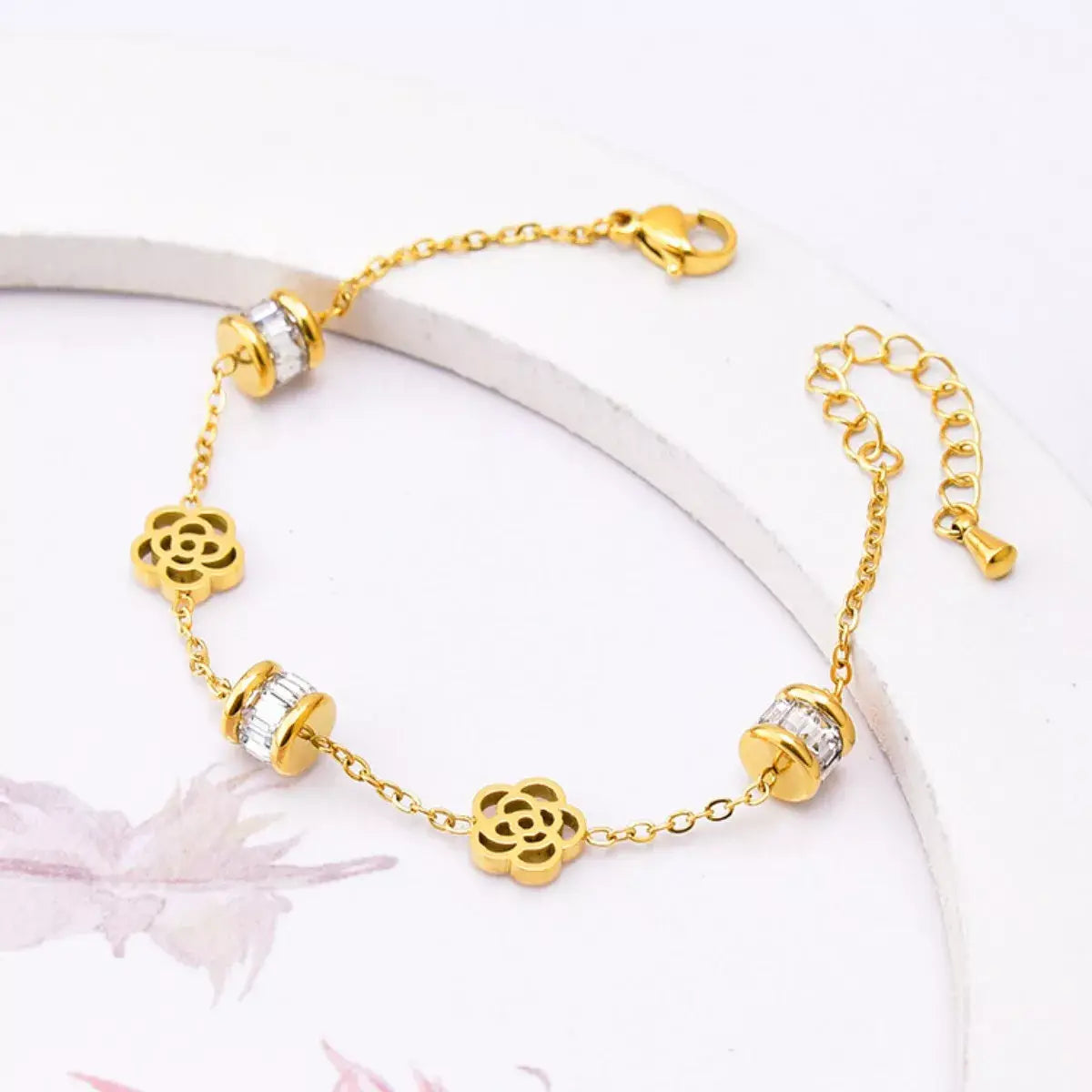 18K Gold-Plated Flower Bracelet - Trendsi - Flyclothing LLC