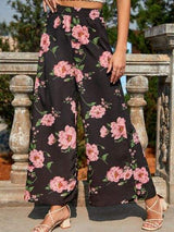 Printed Elastic Waist Wide Leg Pants - Trendsi - Flyclothing LLC