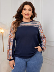 Plus Size Printed Long Sleeve Sweatshirt - Trendsi