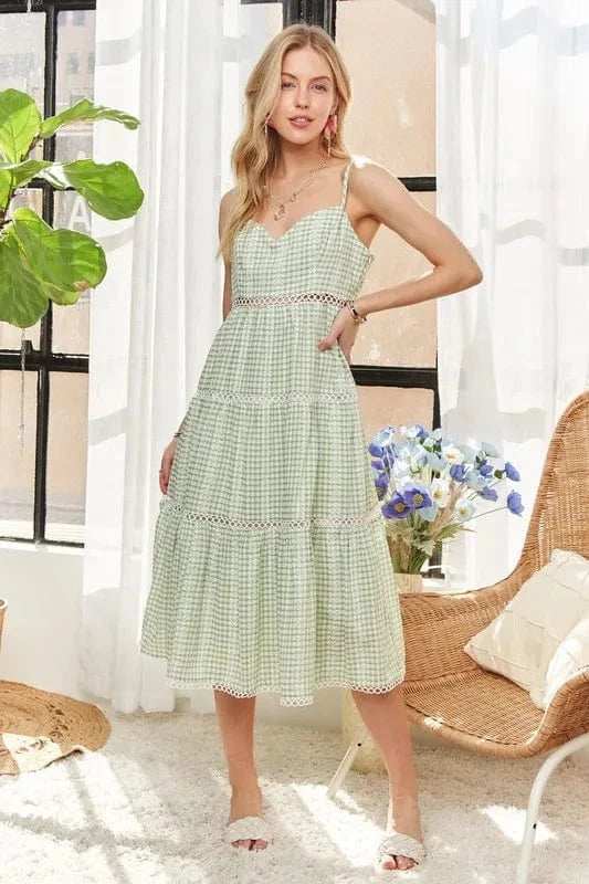ADORA Gingham Detail Washed Dress - Trendsi - Flyclothing LLC