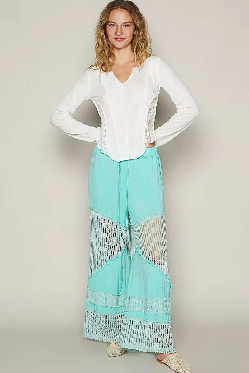 POL Drawstring Elastic Waistband Wide-Leg Pants - Trendsi - Flyclothing LLC