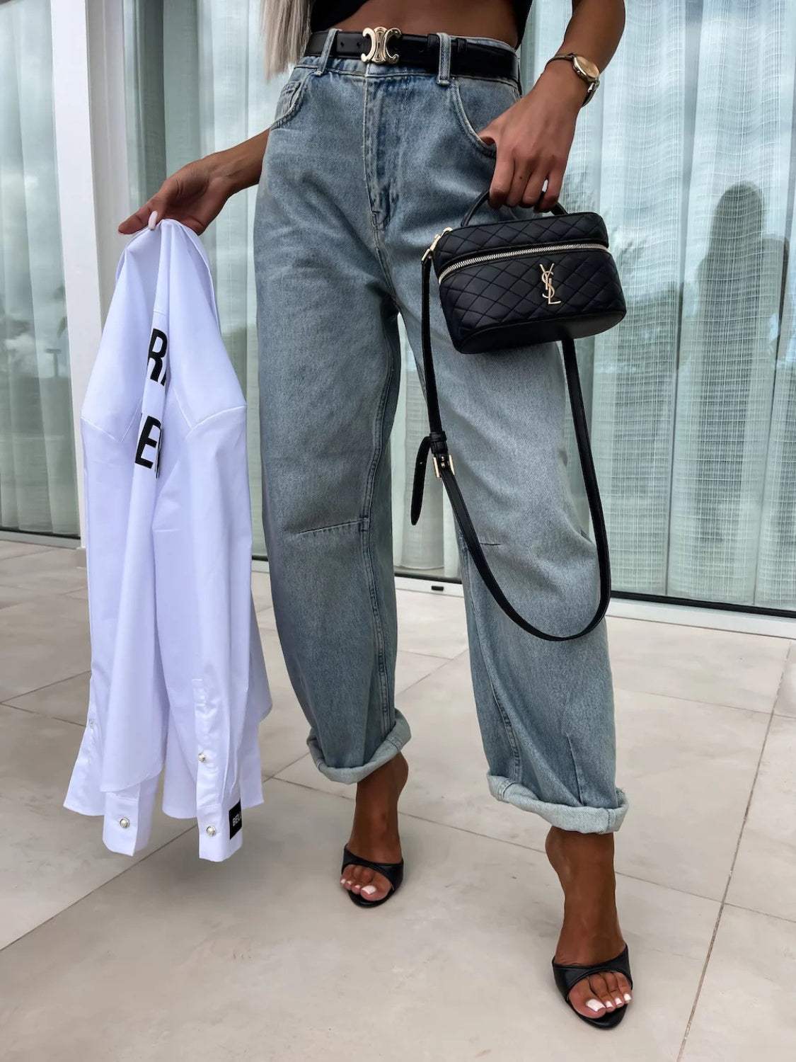 High Waist Wide Leg Jeans - Trendsi - Flyclothing LLC