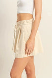 HYFVE High-Waisted Washed Twill Paperbag Shorts - Trendsi
