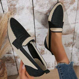 Contrast Mesh Point Toe Flat Slip-Ons - Trendsi - Flyclothing LLC