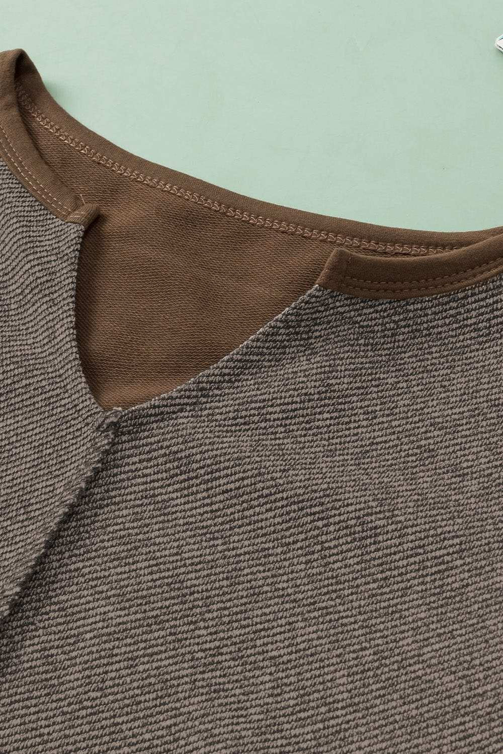 Color Block Notched Long Sleeve Blouse - Trendsi - Flyclothing LLC