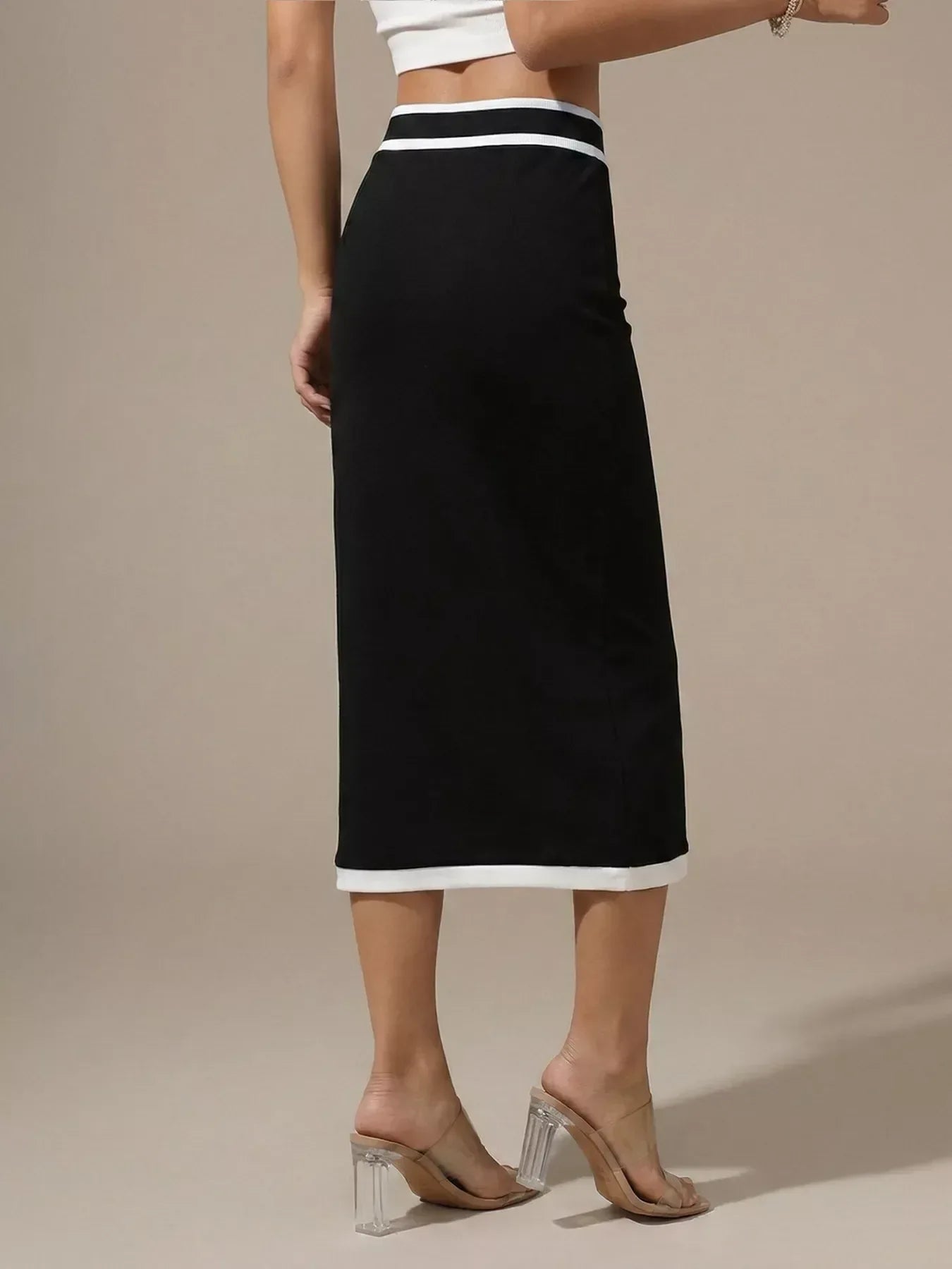 Contrast Trim Skirt - Trendsi - Flyclothing LLC