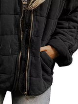Full Size Zip Up Quilted Bomber Jacket Plus Size - Trendsi - Flyclothing LLC